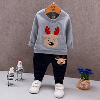 Boys Elk Cartoon Pattern Top & Pant Boys Casual Suits - PrettyKid