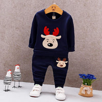 Boys Elk Cartoon Pattern Top & Pant Boys Casual Suits - PrettyKid