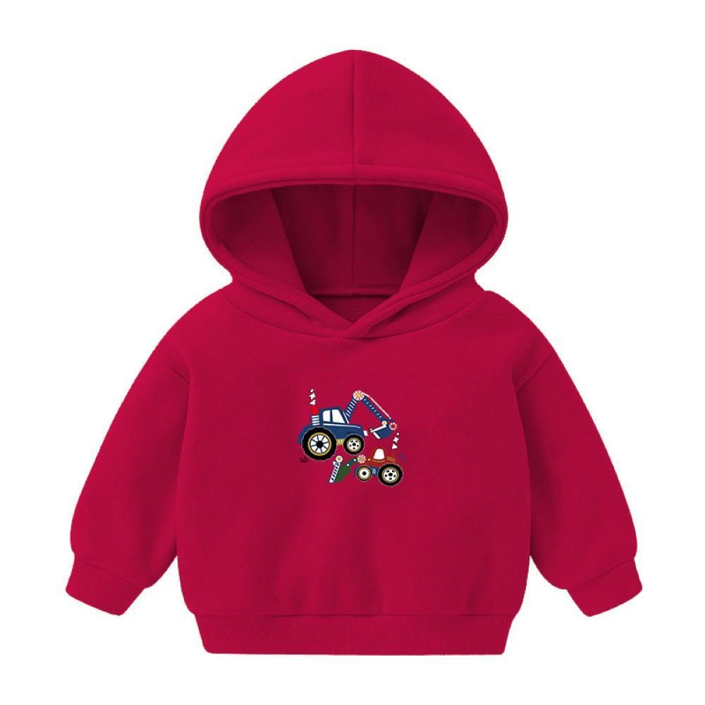 Boys Excavator Cartoon Printed Hooded Top Wholesale Boys Clothing Suppliers - PrettyKid