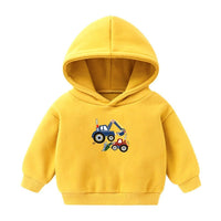 Boys Excavator Cartoon Printed Hooded Top Wholesale Boys Clothing Suppliers - PrettyKid