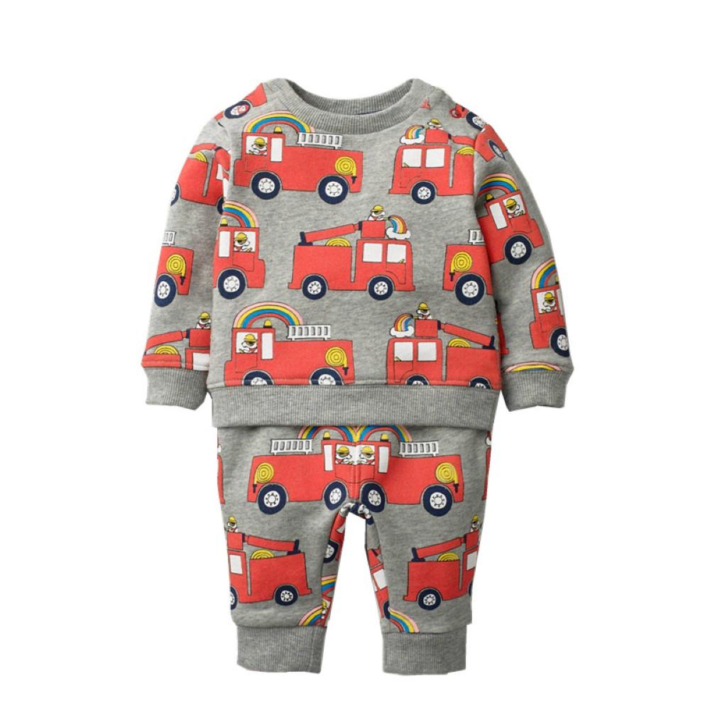 Boys Fire Truck & Rainbow Pattern Suits Boy Boutique Clothing Wholesale - PrettyKid