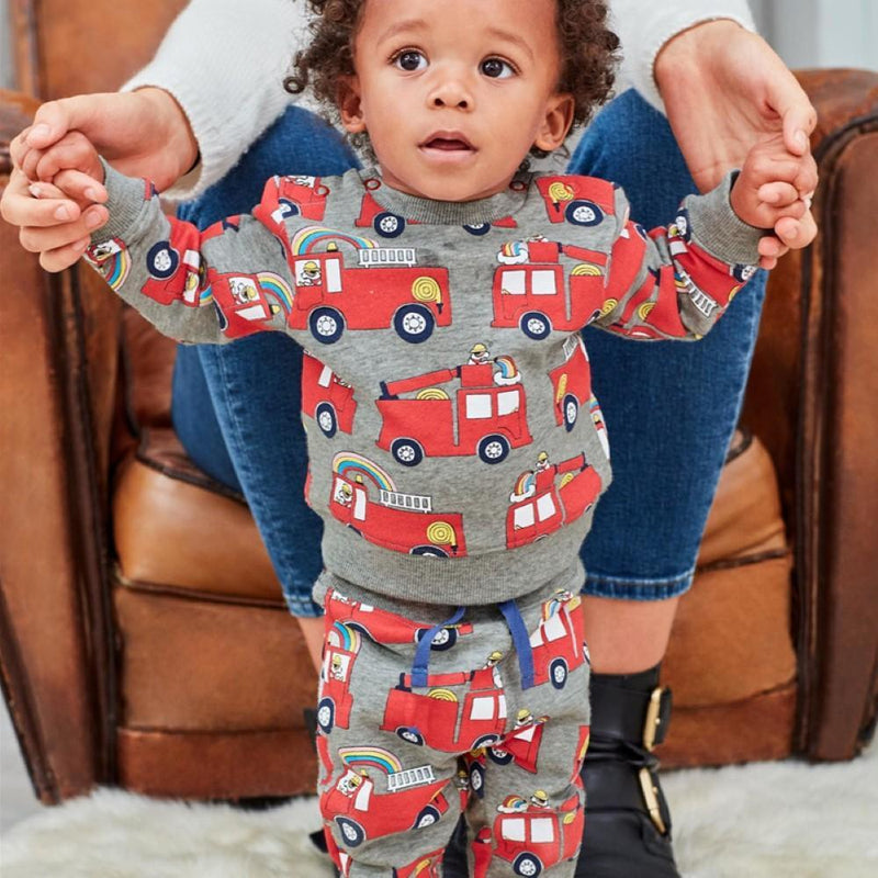 Boys Fire Truck & Rainbow Pattern Suits Boy Boutique Clothing Wholesale - PrettyKid