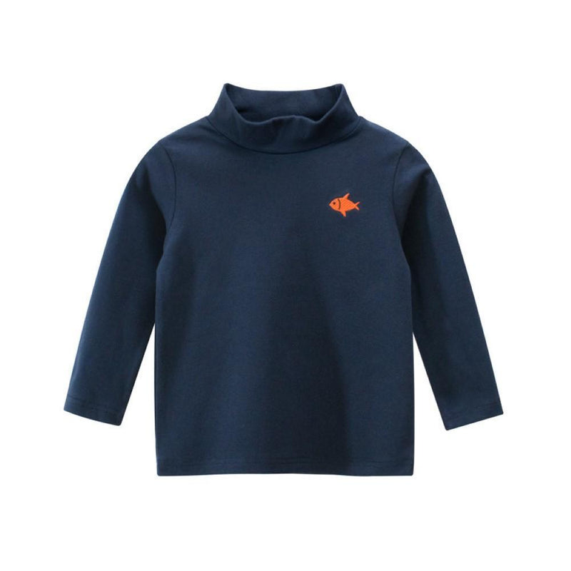 Boys Fish Pattern High Neck Top Wholesale Boys Boutique Clothing - PrettyKid