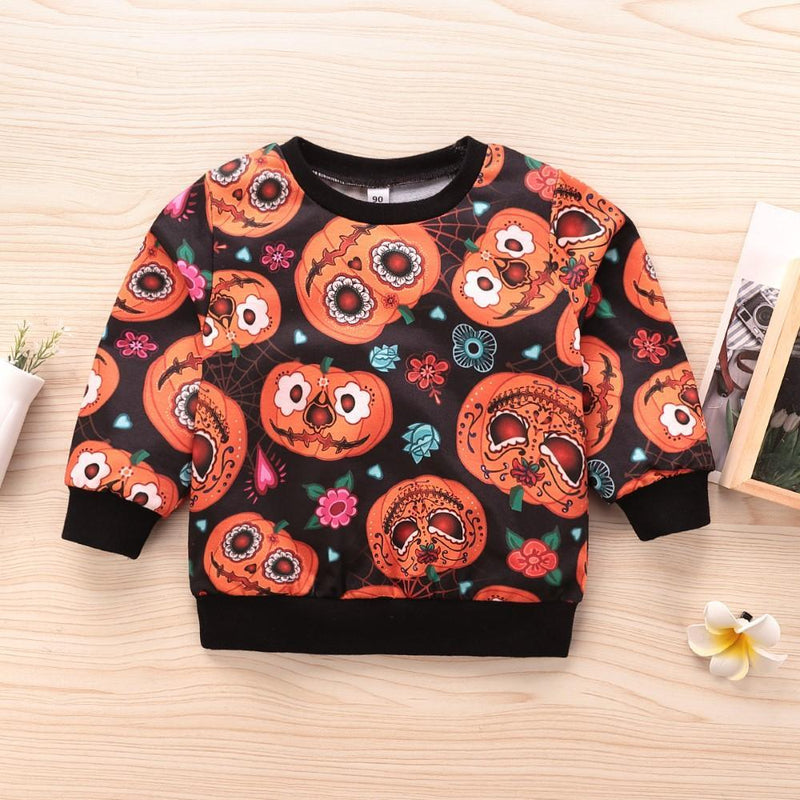 Boys Halloween Pumpkin Printed Top Boys Clothes Wholesale - PrettyKid