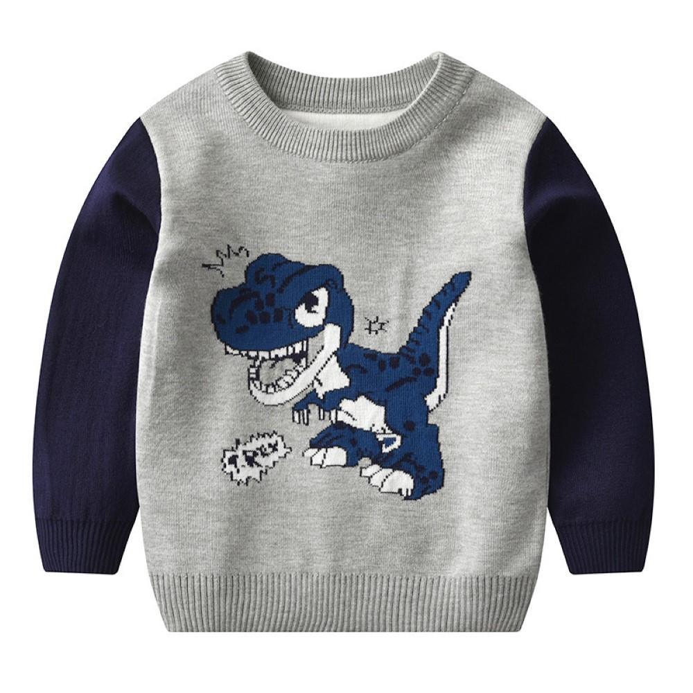 Boys Happy Dinosaur Pattern Long Sleeves Knitting Top Boys Wholesale Clothes - PrettyKid