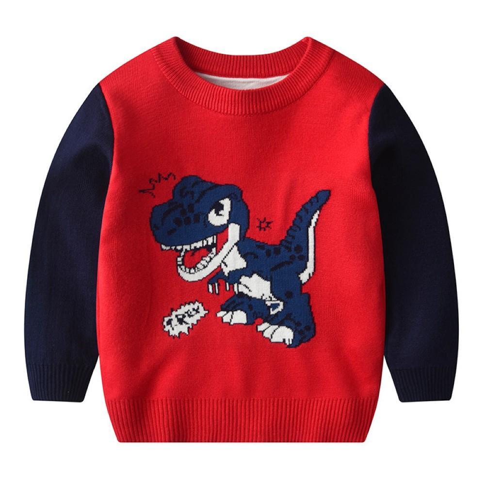 Boys Happy Dinosaur Pattern Long Sleeves Knitting Top Boys Wholesale Clothes - PrettyKid