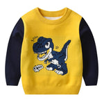 Boys Happy Dinosaur Pattern Long Sleeves Knitting Top Boys Wholesale Clothes - PrettyKid