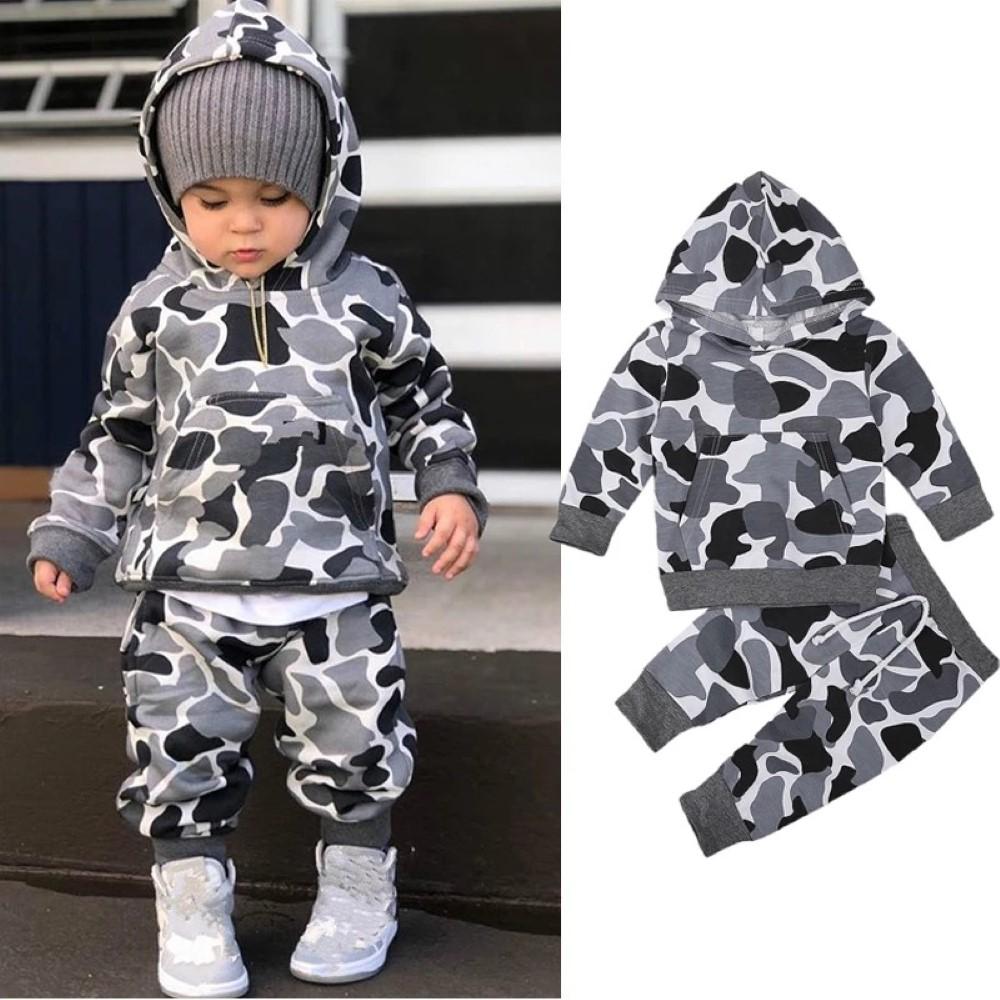 Boys Hooded Camouflage Sport Suits Boys Casual Suits - PrettyKid