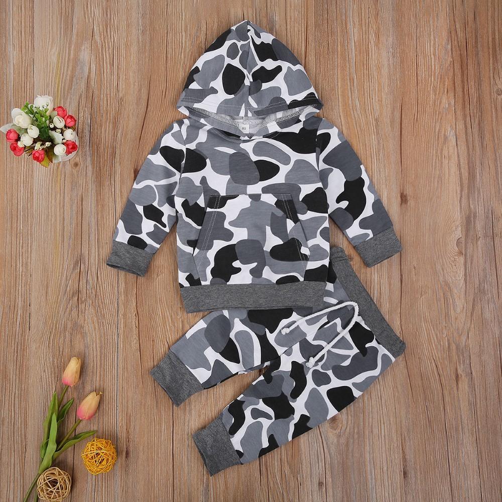 Boys Hooded Camouflage Sport Suits Boys Casual Suits - PrettyKid