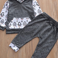 Boys Hooded Cartoon Bird Printed Top & Pants Wholesale Boys Suits - PrettyKid