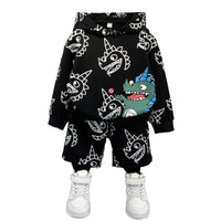 Boys Hooded Happy Dinosaur Printed Suits Wholesale Toddler Boy Clothes - PrettyKid