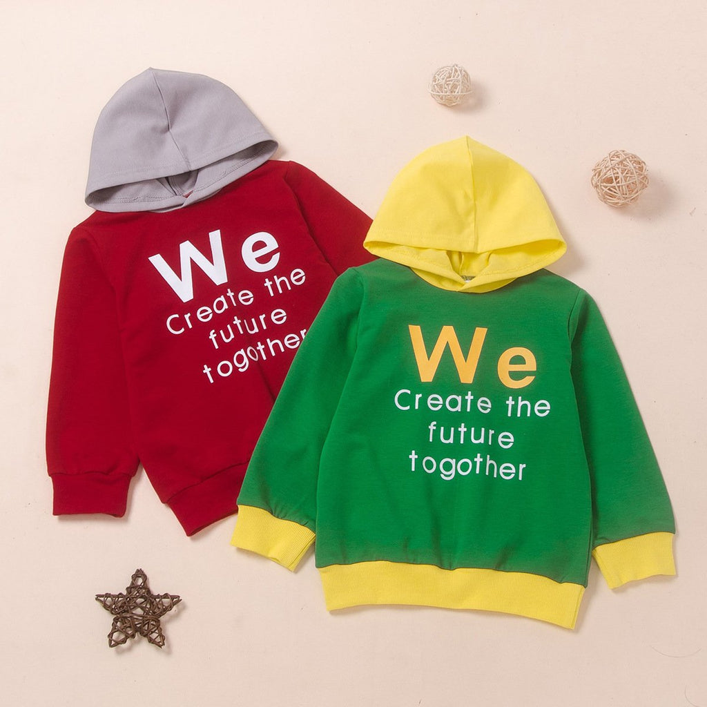 Boys Hooded Printed Letter Splicing Shirt Wholesale Boys Suits - PrettyKid