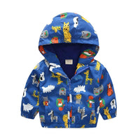 Boys Hooded Zipper Cartoon Animal Word Printed Jacket Boys Wholesale - PrettyKid