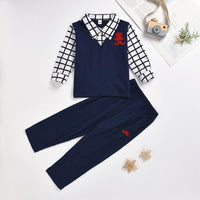 Boys Lapel Latticee Long Sleeve Small Suit Wholesale Boys Suits - PrettyKid