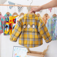 Boys Lapel Lattice Cartoon Letter Printed Shirt Boy Clothes Wholesale - PrettyKid