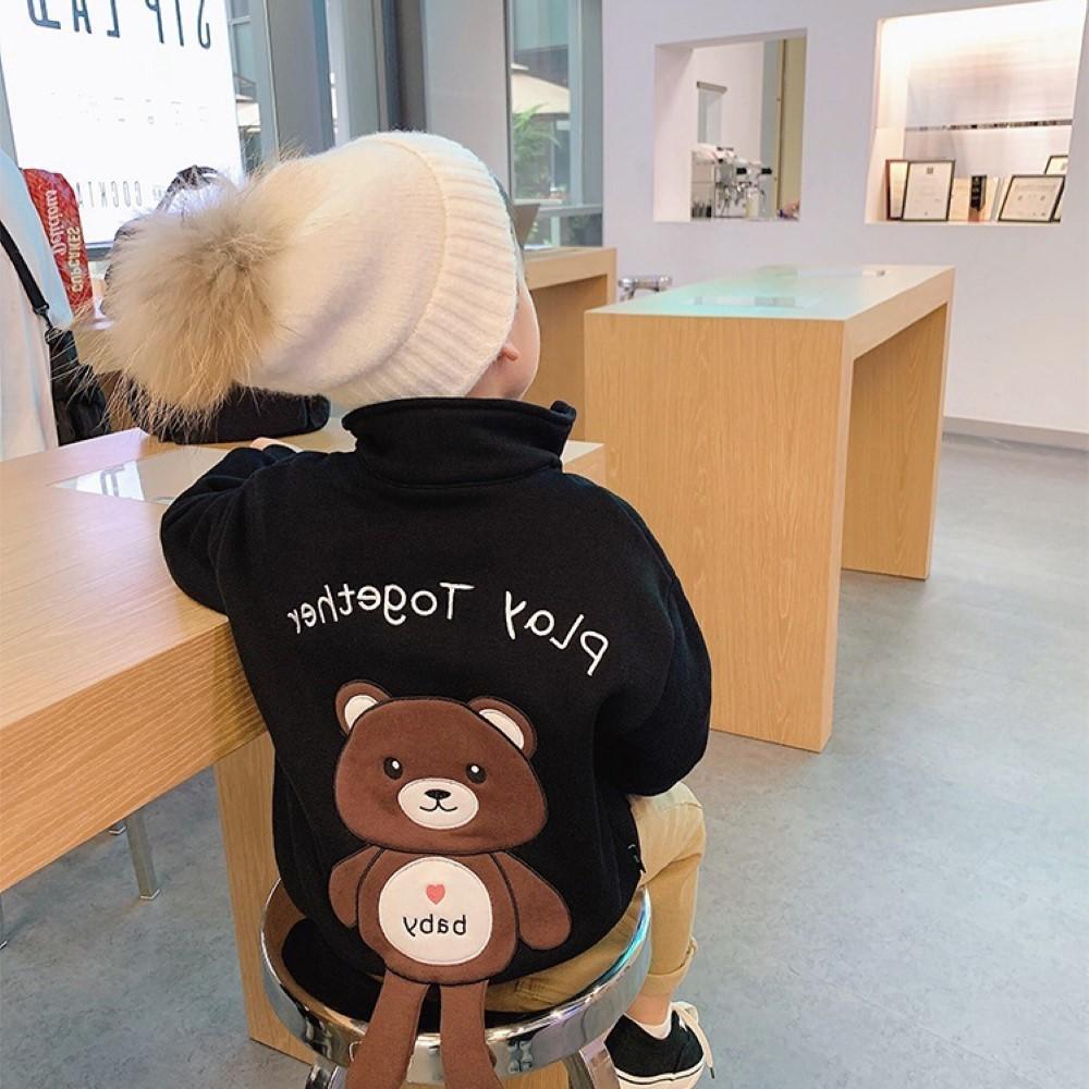 Boys Lapel Zipper Little Bear Printed Jacket Little Boy Boutique Wholesale - PrettyKid