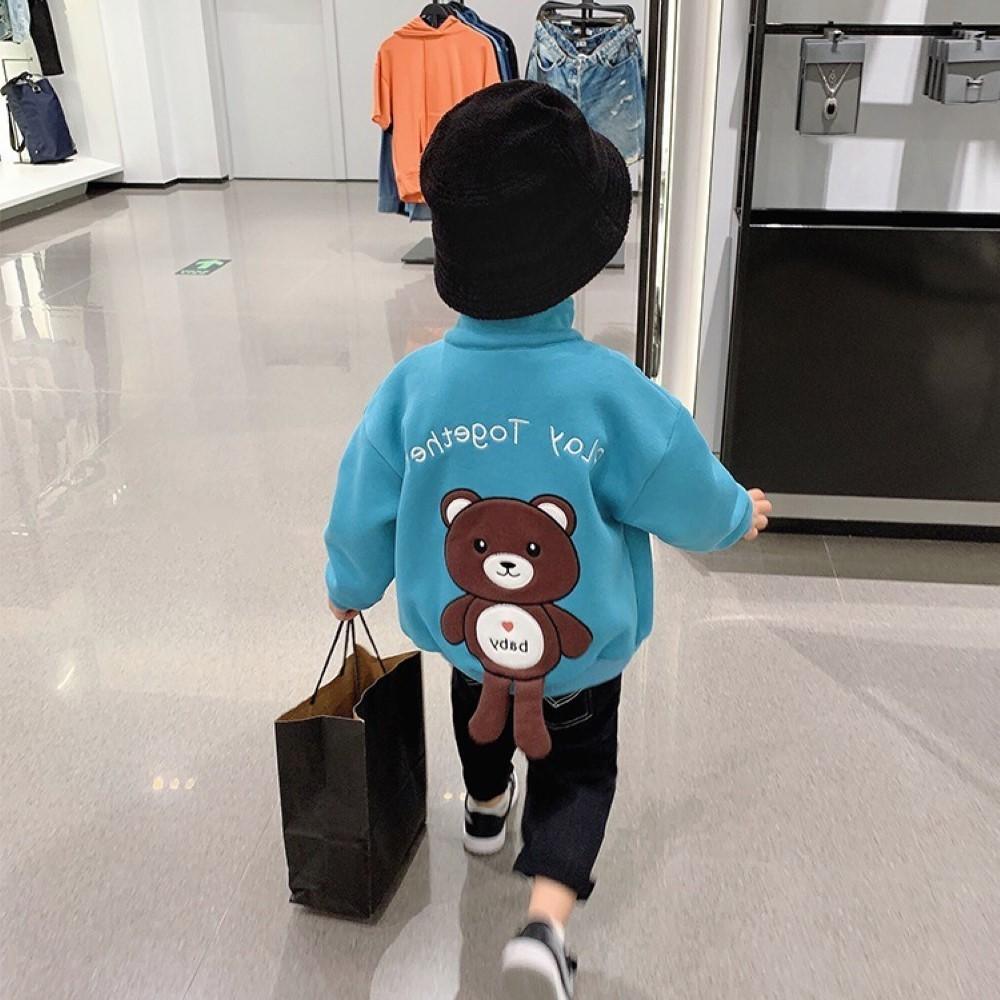 Boys Lapel Zipper Little Bear Printed Jacket Little Boy Boutique Wholesale - PrettyKid
