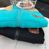 Boys Lapel Zipper Little Bear Printed Jacket Little Boy Boutique Wholesale - PrettyKid