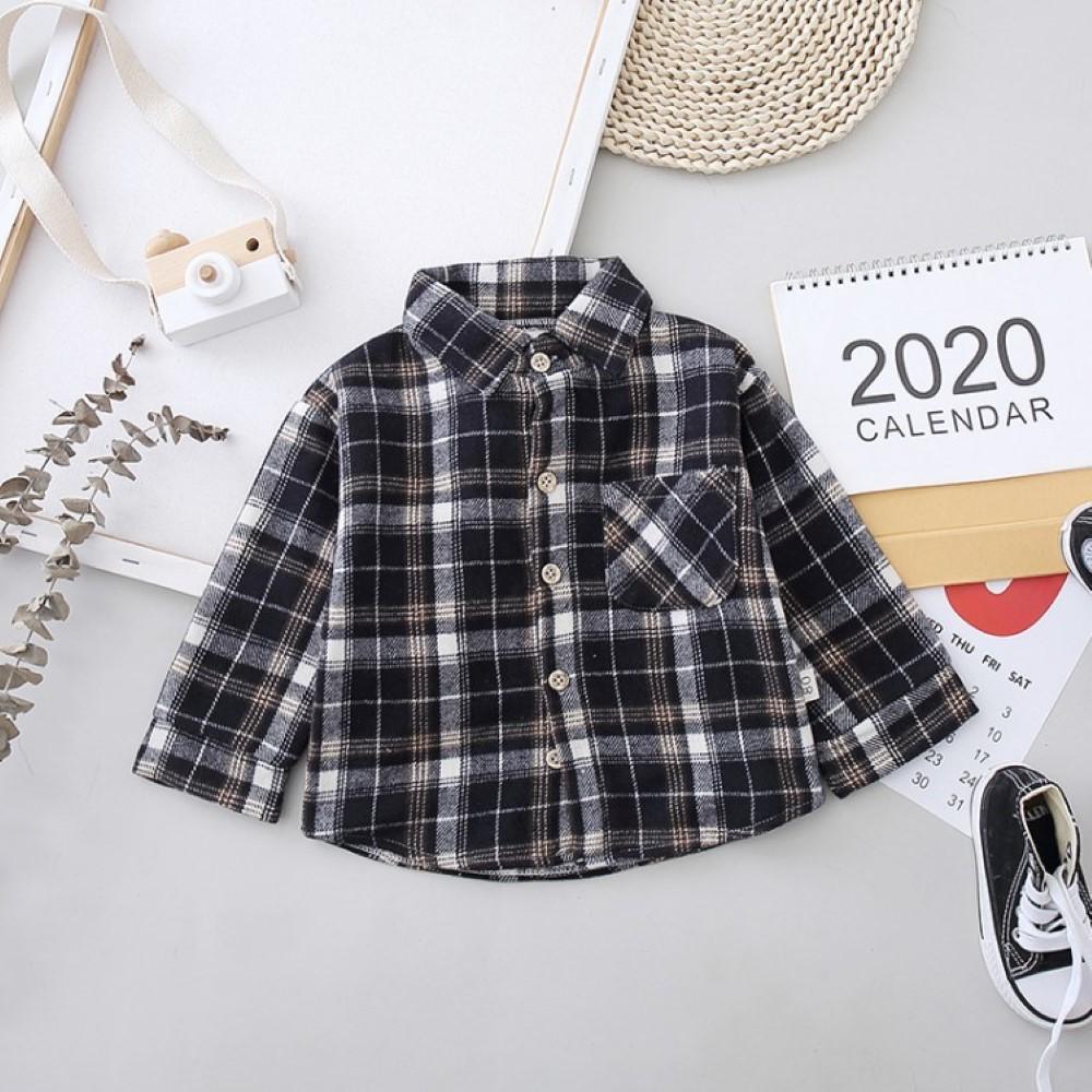 Boys Lattice Pattrn Lapel Long Sleeves Shirt Wholesale Boys Clothing Suppliers - PrettyKid