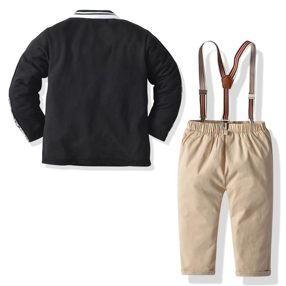 Boys Letter Pattern Polo Top & Overalls Wholesale Boys Boutique Clothing - PrettyKid