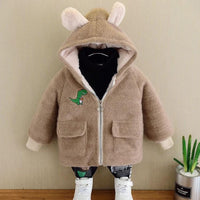 Boys Litter Dinosaur Pattern Woolen Jacket Wholesale Boys Boutique Clothing - PrettyKid