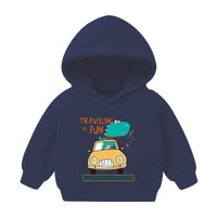 Boys Little Dinosaur Driving Printed Hooded Top Wholesale Toddler Boy Clothing - PrettyKid