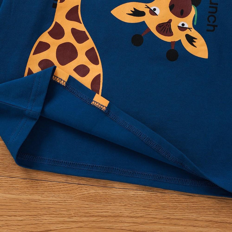 Unisex Long Sleeve Cartoon Giraffe Printed Shirt Boys Wholesale - PrettyKid