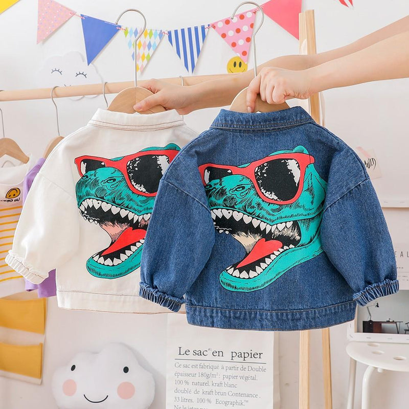 Boys Long Sleeve Cartoon Green Dinosaur Jacket Boys Boutique Clothing Wholesale - PrettyKid