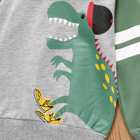 Boys Long Sleeve Splicing Cartoon Dinosaur Top Boys Wholesale - PrettyKid