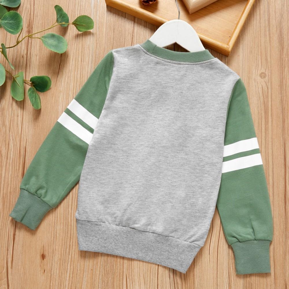 Boys Long Sleeve Splicing Cartoon Dinosaur Top Boys Wholesale - PrettyKid