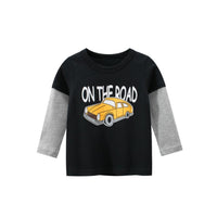 Boys On The Road Car Pattern Splicing Color Long Sleeves Shirt Boy Clothes Wholesale - PrettyKid