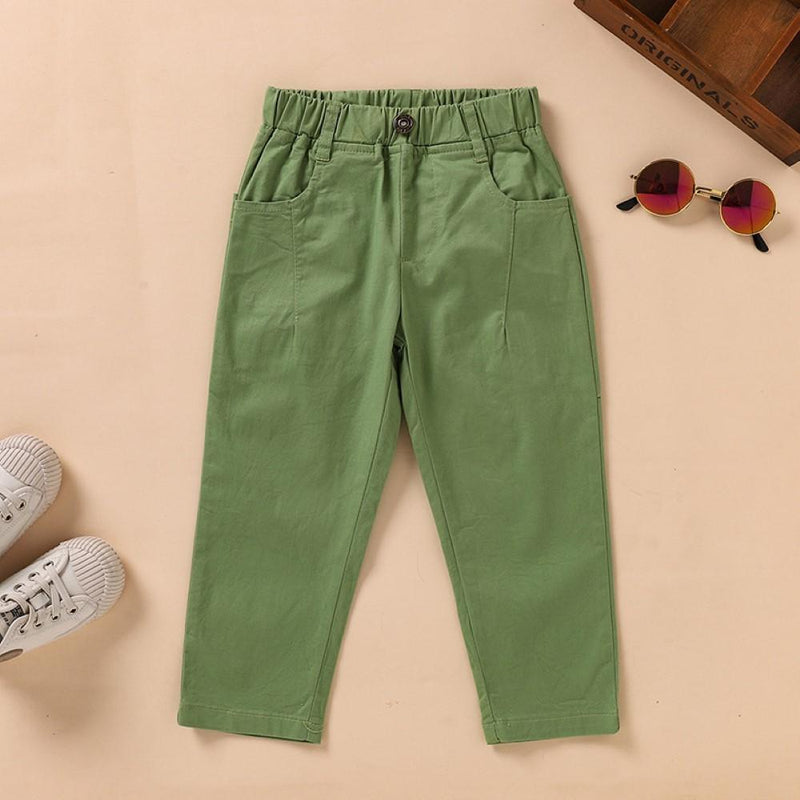 Boys Pocket Spomekids Letter Pattern Green Causal Pants Wholesale Boy Boutique Clothing - PrettyKid