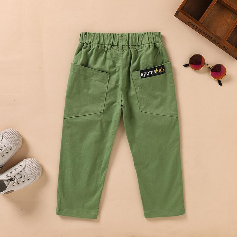 Boys Pocket Spomekids Letter Pattern Green Causal Pants Wholesale Boy Boutique Clothing - PrettyKid