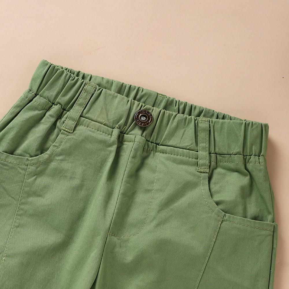 Boys Pocket Spomekids Letter Pattern Green Causal Pants Wholesale Boy Boutique Clothing - PrettyKid