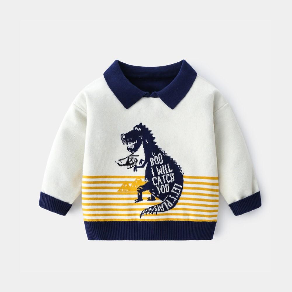 Boys Polo Dinosaur Printed Top Wholesale Boys Boutique Clothing - PrettyKid