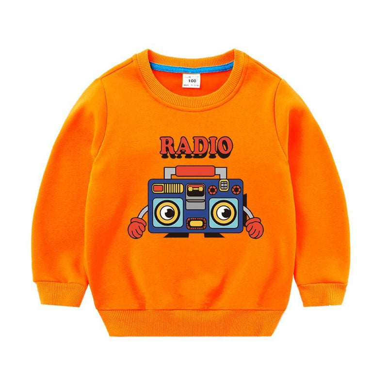 Boys Radio Cartoon Pattern Round Neck Top Little Boys Wholesale Clothing - PrettyKid