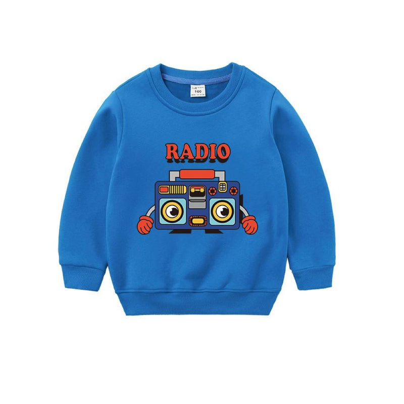 Boys Radio Cartoon Pattern Round Neck Top Little Boys Wholesale Clothing - PrettyKid