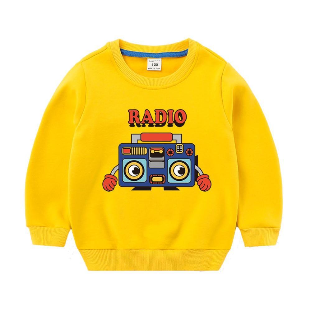 Boys Radio Cartoon Pattern Round Neck Top Little Boys Wholesale Clothing - PrettyKid