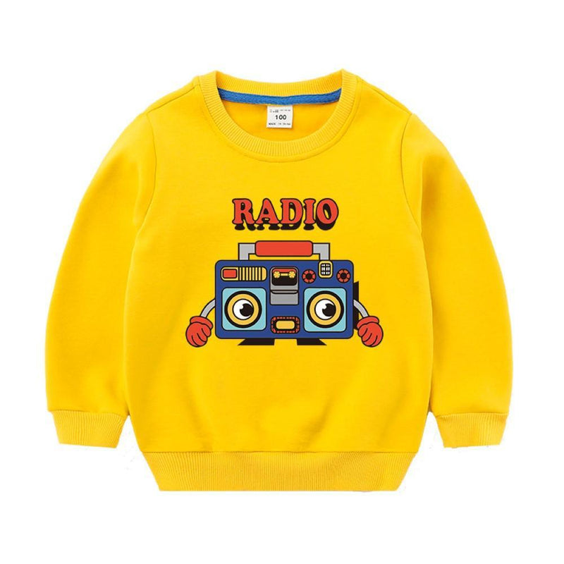 Boys Radio Cartoon Pattern Round Neck Top Little Boys Wholesale Clothing - PrettyKid