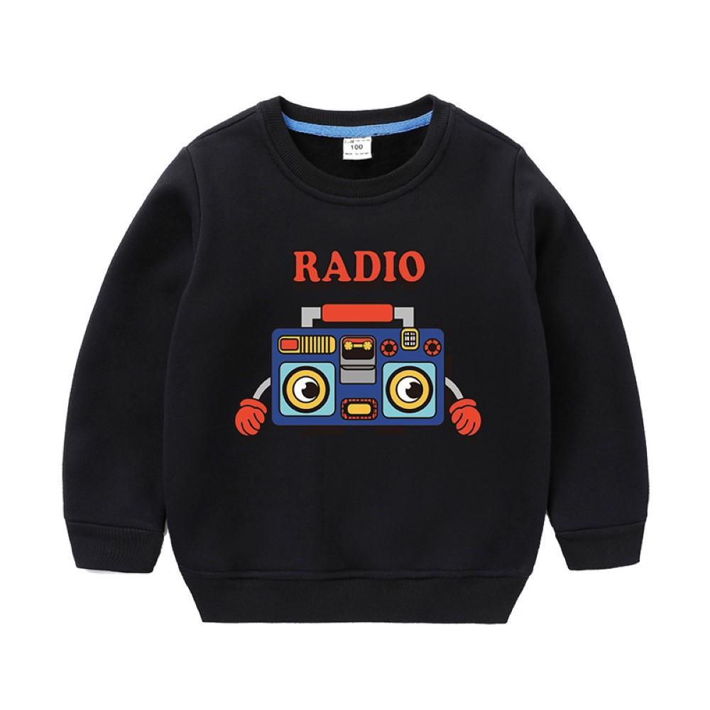 Boys Radio Cartoon Pattern Round Neck Top Little Boys Wholesale Clothing - PrettyKid