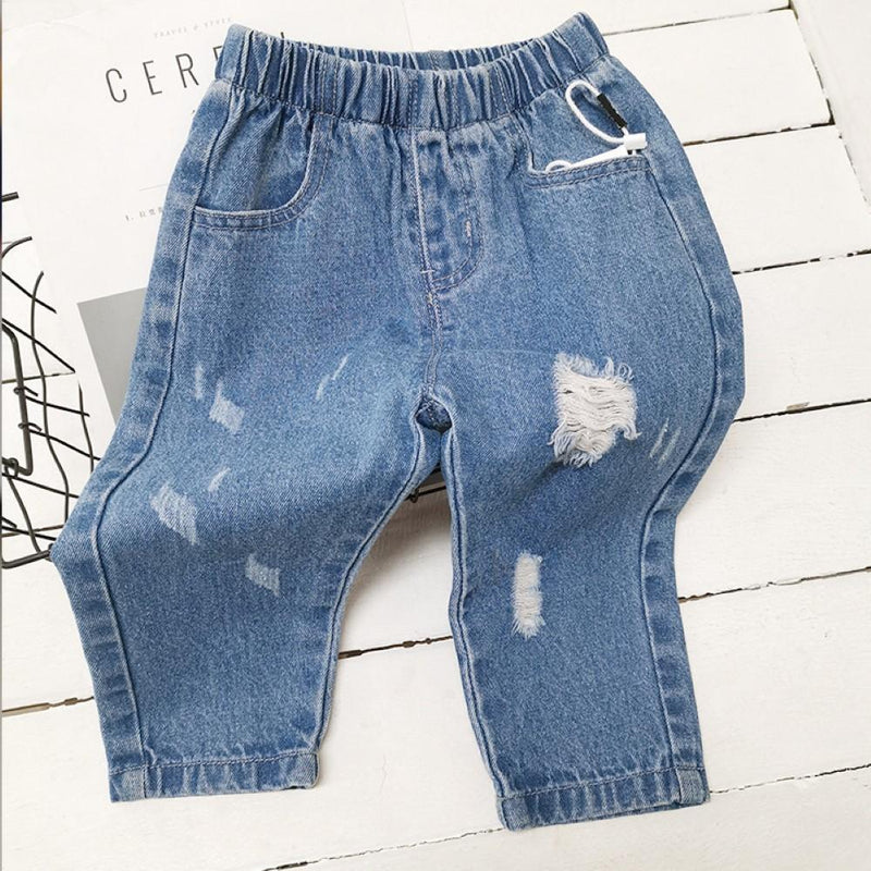 Boys Ripped Solid denim Pants Wholesale Boys Jeans - PrettyKid