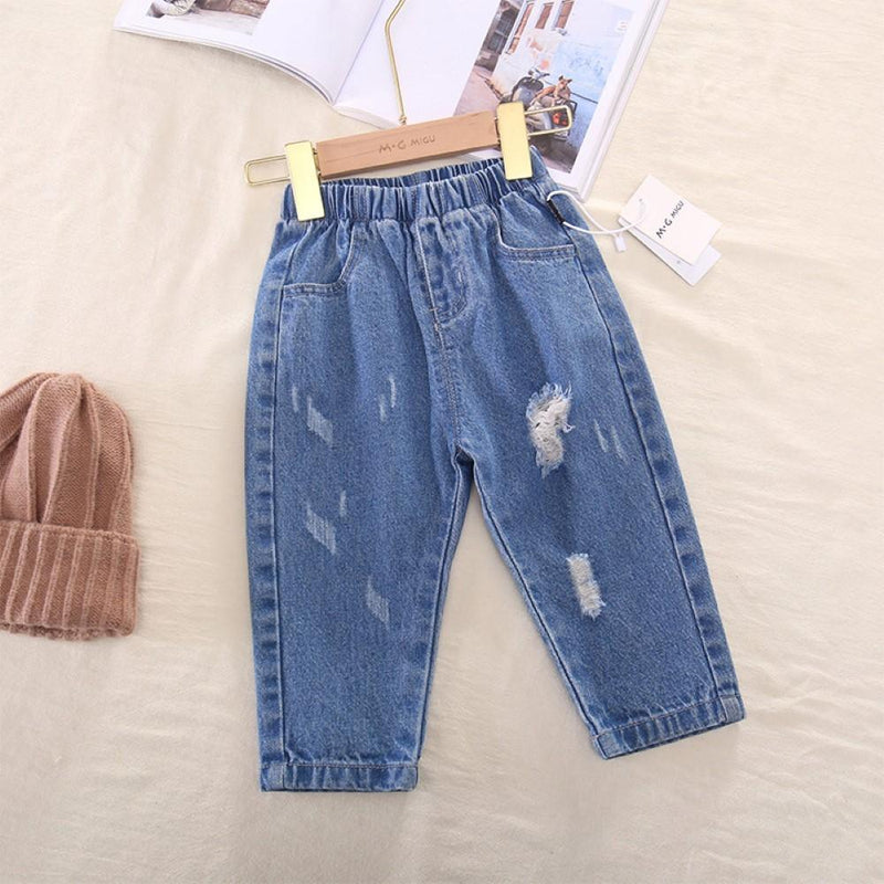 Boys Ripped Solid denim Pants Wholesale Boys Jeans - PrettyKid