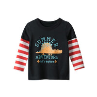 Boys Road Dinosaur Patten Stripe Long Sleeves Boy Wholesale Clothing - PrettyKid