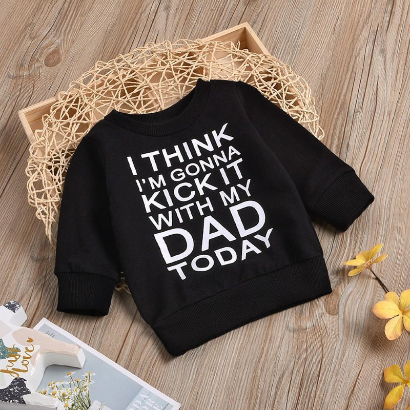 Boys Round Neck Dady Letter Printed Top Wholesale Boys Boutique Clothing - PrettyKid