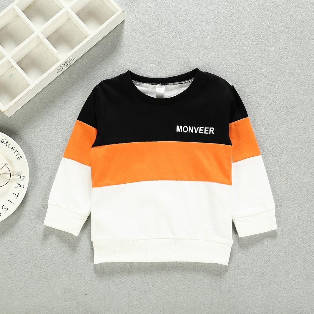 Boys Round Neck Splicing Letter Printed Top Wholesale Toddler Boy Clothes - PrettyKid