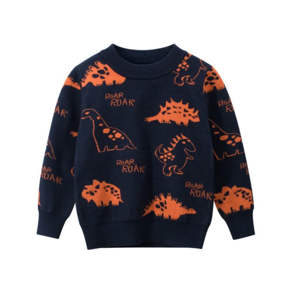 Boys Round Neck Various Cartoon Dinosaur Sweater Wholesale Boys Clothes - PrettyKid