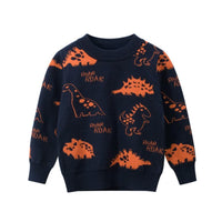 Boys Round Neck Various Cartoon Dinosaur Sweater Wholesale Boys Clothes - PrettyKid