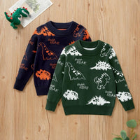 Boys Round Neck Various Cartoon Dinosaur Sweater Wholesale Boys Clothes - PrettyKid