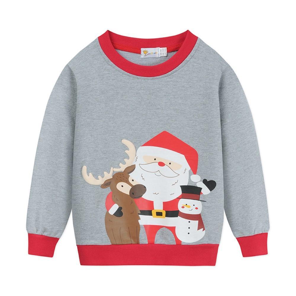 Boys Santa Claus Cartoon Printed Top Wholesale Boys Clothing - PrettyKid