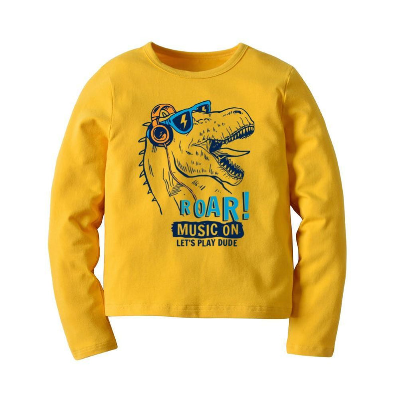 Boys Skateboard Dinosaur Printed Shirt Boy Boutique Clothing Wholesale - PrettyKid